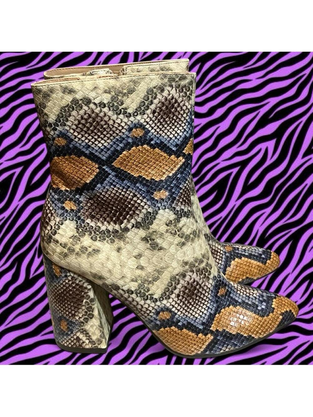 NIB Kaari Blue 'Erica Rainbow' Snakeskin Ankle Boots